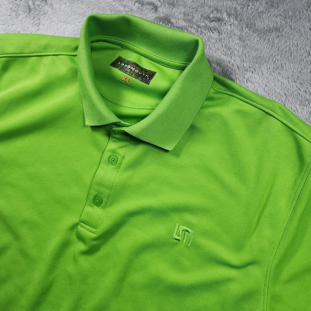 Loudmouth Polo Shirt Mens XL Green Solid Golf Performance Lightweight Polyester - Picture 1 of 12
